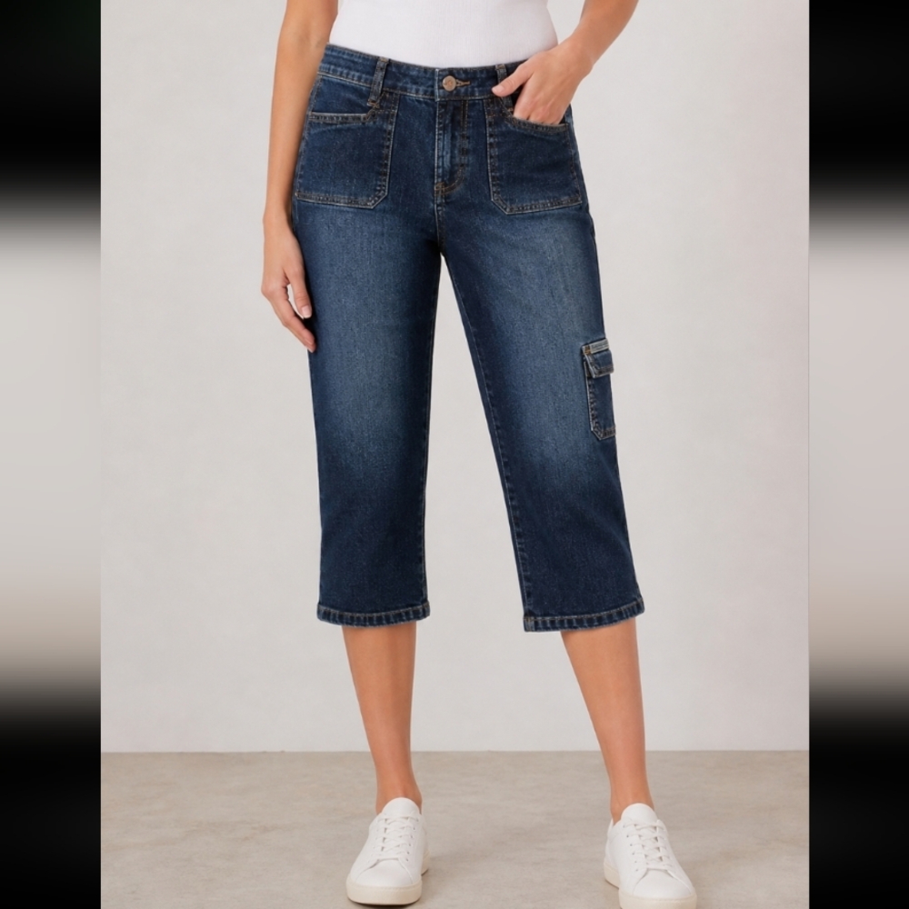 Y2K L.E.I. Authentic Work Wear Capri Cargo Jeans 5 NWT 92% Cotton